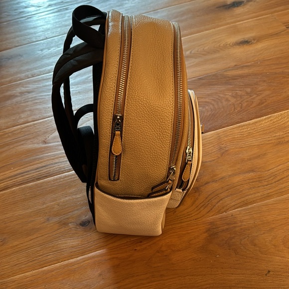 Coach Backpack- Used Only a few times. Tan and Cream with Black Straps - Picture 4 of 5